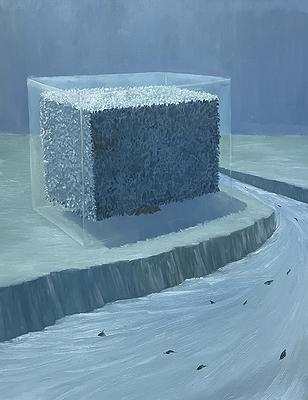 林峻賢，《方形樹系列—尋找》，2021，油彩、畫布，116.5x91公分