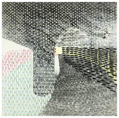 上下左右停    68×68cm  墨.蠟筆.壓克力   2015的封面圖