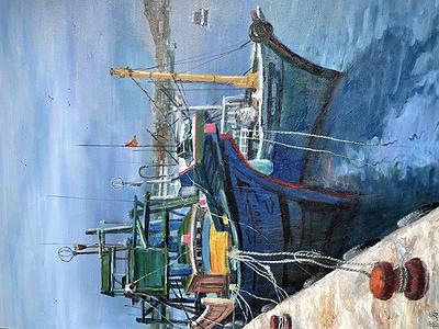 Deep Love for Fishing Port :The Creation of Chang Huai Jung’s  Oil Painting's Cover