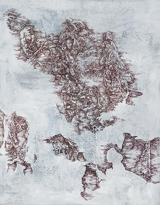 （擠醜-域）張家豪，2010，補土、壓克力、原子筆，116.5x91cm