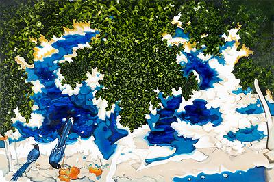 浮動景緻－變形風景之空間部署 15〈結晶風景2〉，2017，97×145.5(cm)，油彩、畫布