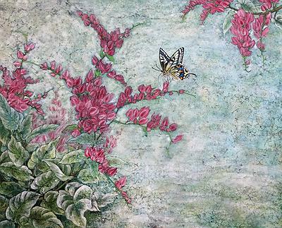 作品十五、〈蝶戀花〉珊瑚藤65X53