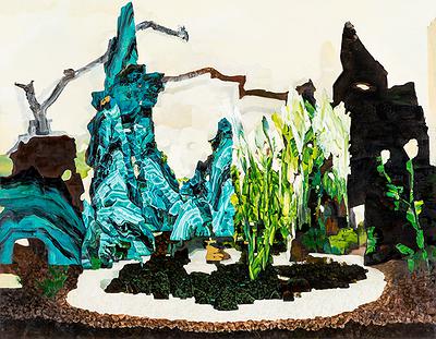 浮動景緻－變形風景之空間部署 10〈風景〉，2017，91×117(cm)，油彩、畫布