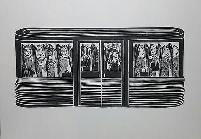 《罐頭列車》，78x111cm，凸版，2018