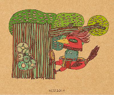 Diary of MOZ- GIF動態插畫-  壓縮MOZ-WOODPECKER