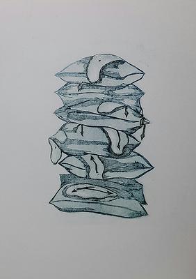 《睡眠債》，60x45cm，紙凹版，2018