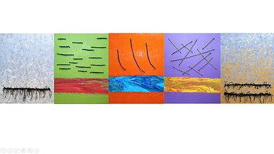 吳淑幸，《黑色崛起》I系列，壓克力畫布，116.5x91.5cm x 5，2020，吳淑幸攝影-1