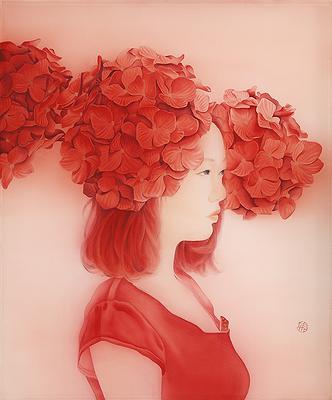 2014，《滋生02》，膠彩，45x38cm