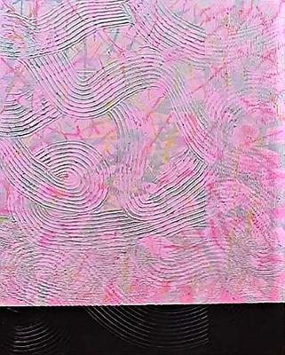 吳淑幸《黑色崛起》II系列作五件-1，五聯幅，複合媒材：壓克力底，油畫，油畫棒，2020吳淑幸攝影