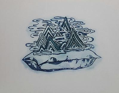 《枕山》，45x60cm，紙凹版，2018