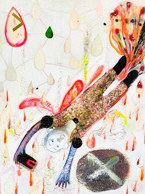 〈墜落〉，2018，複合媒材，91x116.5cm