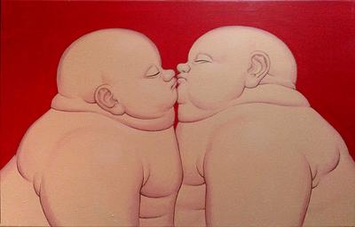 〈kiss〉，2015， 91× 62cm，壓克力彩、畫布