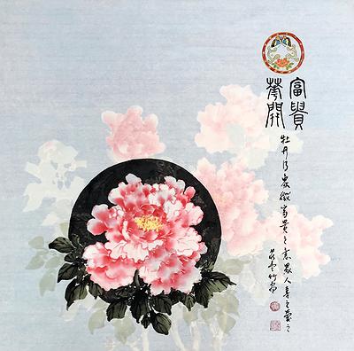 _莊壹竹-富貴花開70×70cm2022紙本