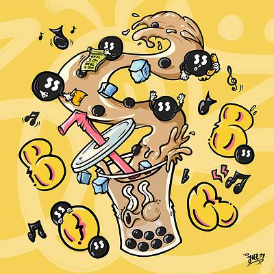 臺灣嘻哈音樂之文化符碼應用於塗鴉圖像創作研究-角色圖像-珍珠奶茶