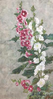 作品九、〈雙姝〉蜀葵111.3X61.3