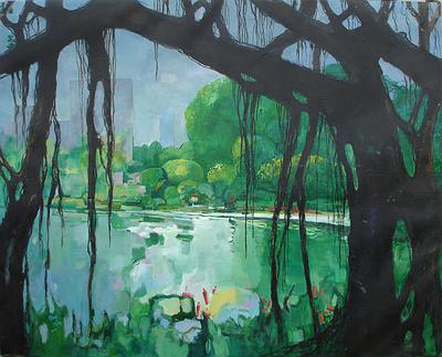 沈哲哉的繪畫思維與作品特色之研究-台南公園印象130公分162公分的封面圖