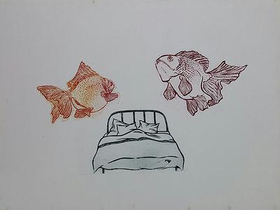 《夢魚》，45x60 cm，凹版，2018
