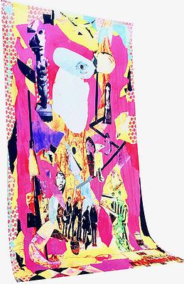 〈守護女神〉，2020，數位拼貼、掛布，150x300cm