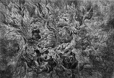 〈豬籠草之二〉，2017，油墨、紙， image size：26.8 cm × 39 cm.