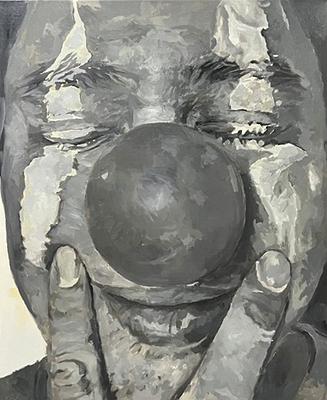 〈微笑的邊界〉，2025，油彩、畫布，72.5 x 60.5 cm