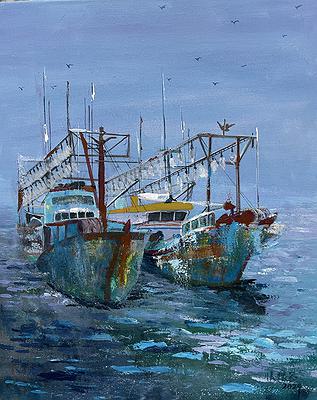 Deep Love for Fishing Port :The Creation of Chang Huai Jung’s  Oil Painting's Cover