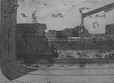 當麻雀成為風景Ⅱ 54x39.5cm2020凹版胚布