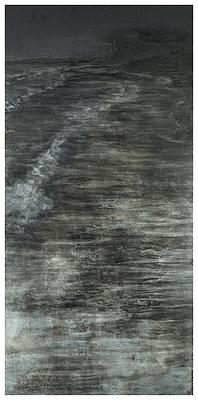 夜行者    90×180cm  2013年11月   墨.水干顏料.雲母粉.壓克力顏料
