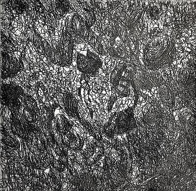 〈叢林〉，2017，油墨、紙，image size：12.3 cm × 12.1 cm.