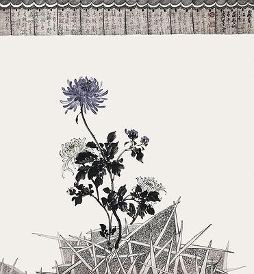 _莊壹竹-醉東籬90×90cm2021紙本