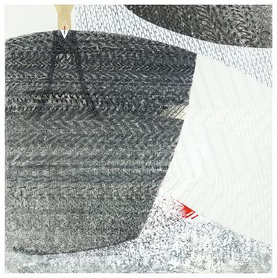 上下左右停（二）   68×68cm  墨.蠟筆.壓克力   2015