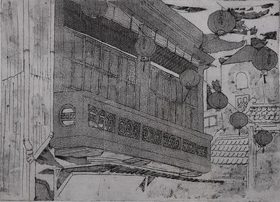 當時代正在經歷建築Ⅲ 54x39.5cm2020凹版棉布