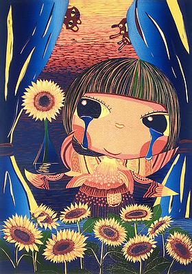 2-3.十朵花與我.新樹脂版 畫心70x48cm 含框90x69