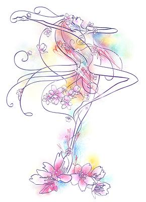 臺灣十二月花神創新造形之研究 －以融合人物與花卉之設計繪畫風格為例-4.2月櫻花神的封面圖