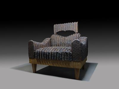 傳統建築元素運用於現代陶藝創作之研究-no4-2沙發2016尺寸：72x52x75cm 陶 木材