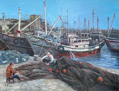 Deep Love for Fishing Port :The Creation of Chang Huai Jung’s  Oil Painting's Cover