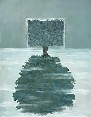 林峻賢，《方形樹系列—鏡射期望》，2021，油彩、畫布，116.5x91公分