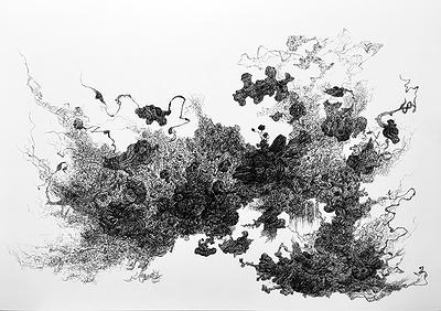 〈2017-2〉，2017，水性墨、墨、銅版紙，54 cm × 79 cm.