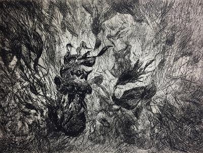 〈豬籠草之一〉，2016，油墨、紙，image size：14.7 cm × 19.8 cm.