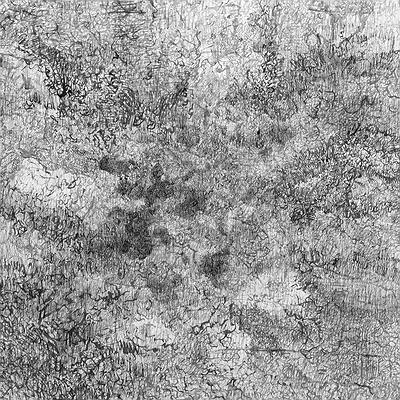 〈無題〉，2019，墨、水性墨、油性墨、碳酸鈣混合物、木板，68 cm × 68 cm.