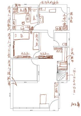 圖3-13.山珍海味工作室訪談平面繪製圖-民國102-涂-1F的封面圖