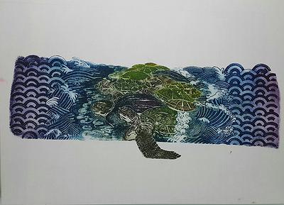 《浦島太郎Ⅱ》， 111x78cm，紙凹版，2018