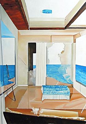 浮動景緻－變形風景之空間部署 16〈夢〉，2015，130x90(cm)，油彩、畫布