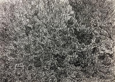 〈無題〉，2016，墨、水性墨、水彩紙，39.3 cm × 54.5 cm.