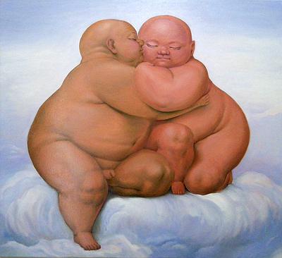 〈兒時的伏羲與女媧〉，2013，100x110cm，油彩、畫布。