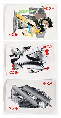 撲克牌結合影像拼貼局部，2020，8.5cmx12cm