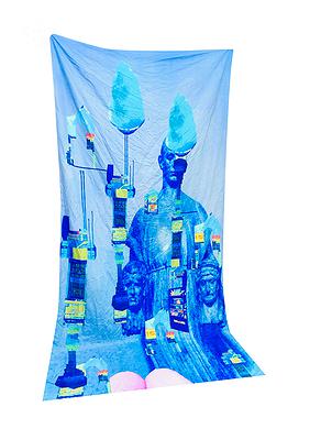 〈刨冰天空之城〉，2020，數位拼貼、掛布，150x300cm