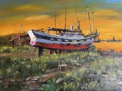 Deep Love for Fishing Port :The Creation of Chang Huai Jung’s  Oil Painting's Cover