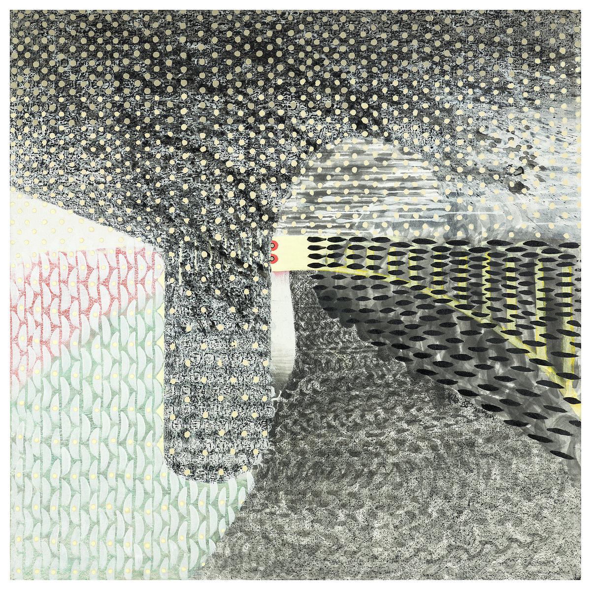 上下左右停    68×68cm  墨.蠟筆.壓克力   2015的封面圖