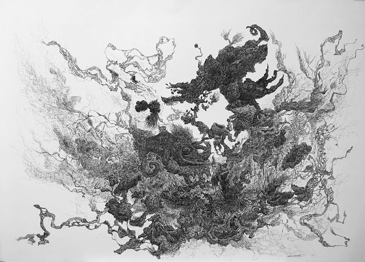 〈線性實驗之一〉，2017，水性墨、銅版紙，75 cm × 105 cm.的封面圖