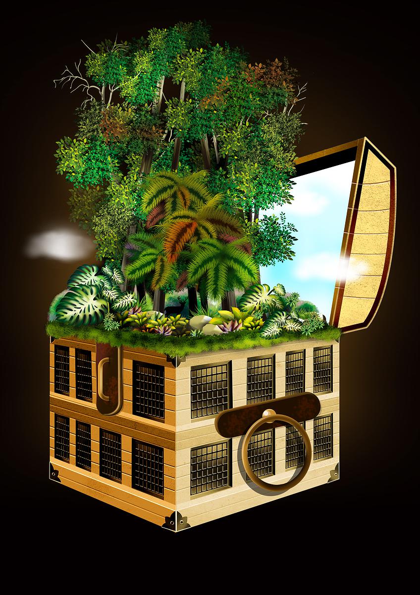 Maze in Green Jungle–Using Surrealistic Rendering of Illustrations on Native Plants in the Songshan Cultural and Creative Park's Cover
